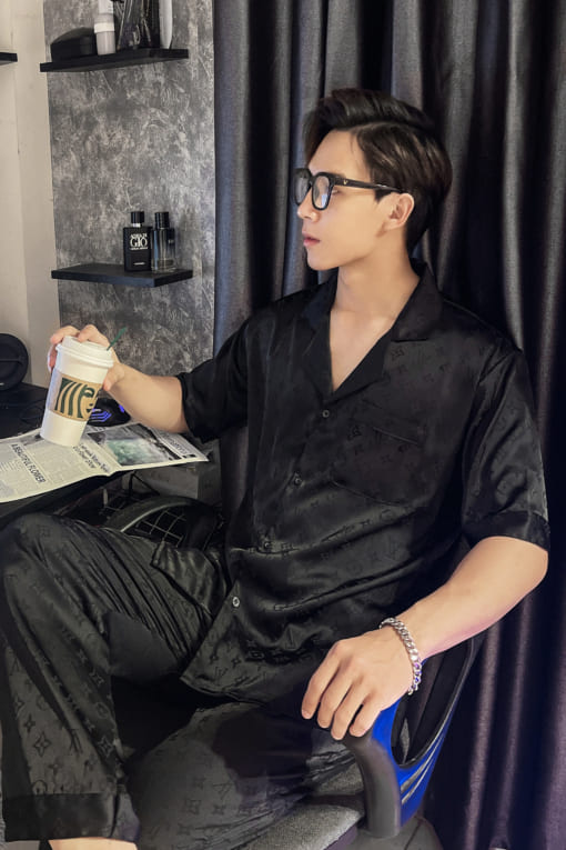 Đồ Ngủ Nam Pijama Chất Lụa Gấm Cao Cấp LV34 - Vodka Luxury - Ảnh 3