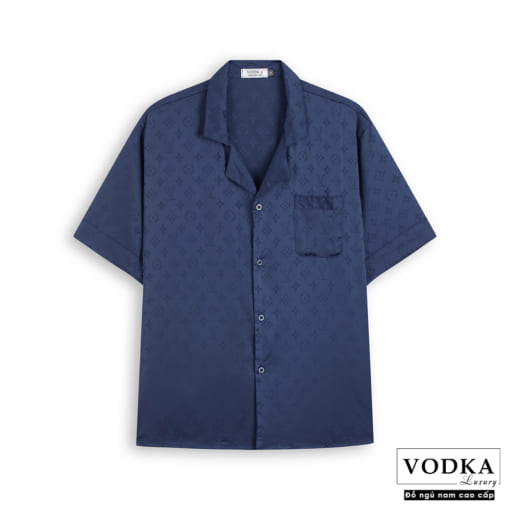 Đồ ngủ nam pijama LV lụa gấm màu xanh sang trọng LV32 - Vodka Luxury - Ảnh 4