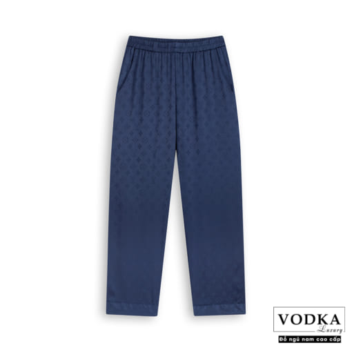 Đồ ngủ nam pijama LV lụa gấm màu xanh sang trọng LV32 - Vodka Luxury - Ảnh 3