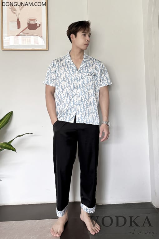 Đồ Ngủ Nam Pijama Chất Lụa Gấm Cao Cấp D36 - VODKA LUXURY - Ảnh 2