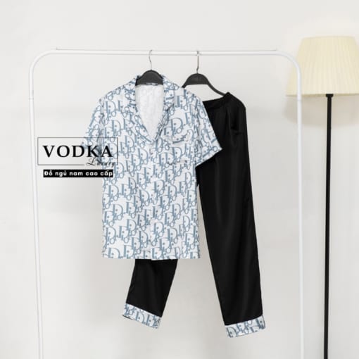 Đồ Ngủ Nam Pijama Chất Lụa Gấm Cao Cấp D36 - VODKA LUXURY - Ảnh 3
