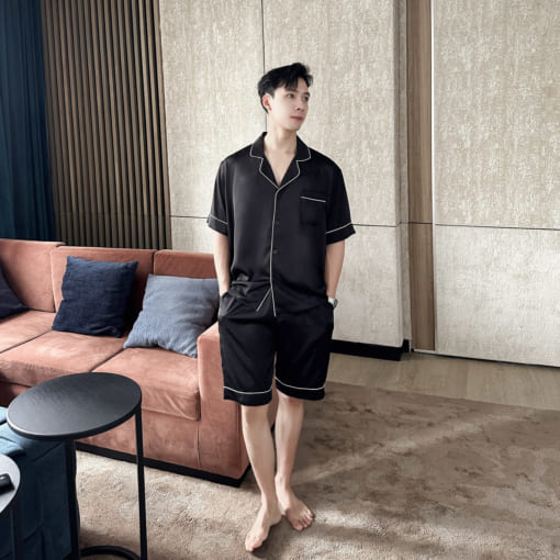 Đồ ngủ pijama nam lụa satin cộc tay mùa hè T04ST - Vodka Luxury