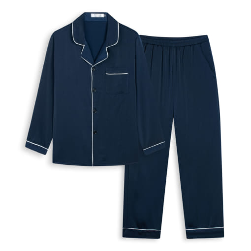 Bộ Đồ Ngủ Pijama Nam Lụa Satin Xanh Than Dài Tay T12ST - Vodka Luxury - Ảnh 4