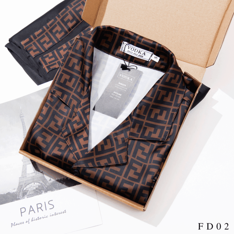 MỚI NHẤT | Bộ đồ ngủ nam dài tay lụa satin cao cấp, mềm mỏng Fendi FD13 – Sang trọng, tinh tế, đẳng cấp Ý